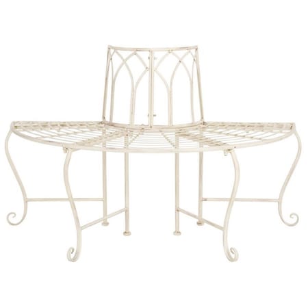 Safavieh 50 in. Abia Wrought Iron Outdoor Tree Bench, Antique & White PAT5018A